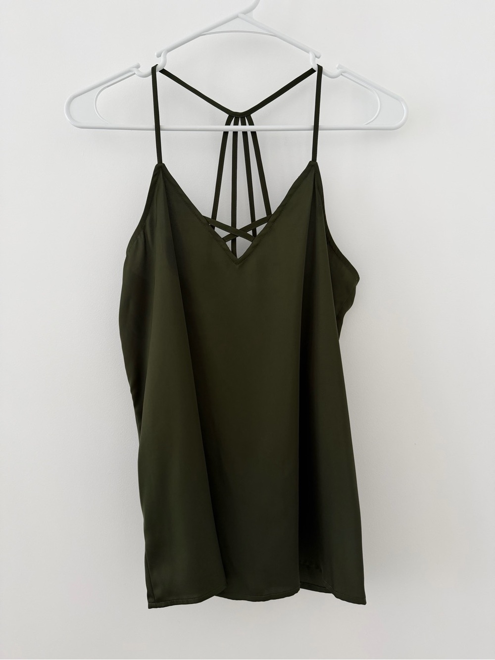 No Boundaries Olive Green Strappy V-Neck Camisole Top
